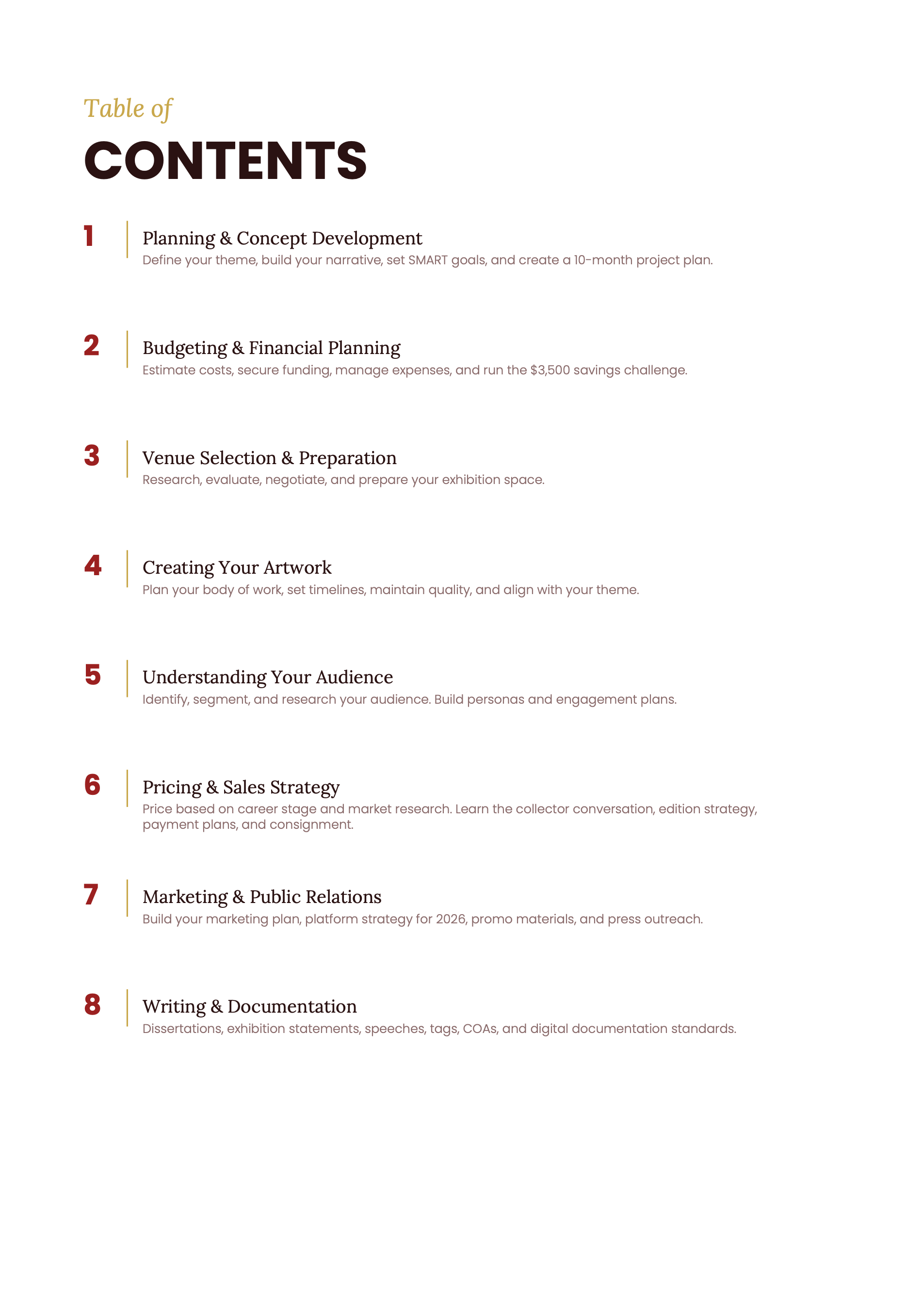 Table of contents preview