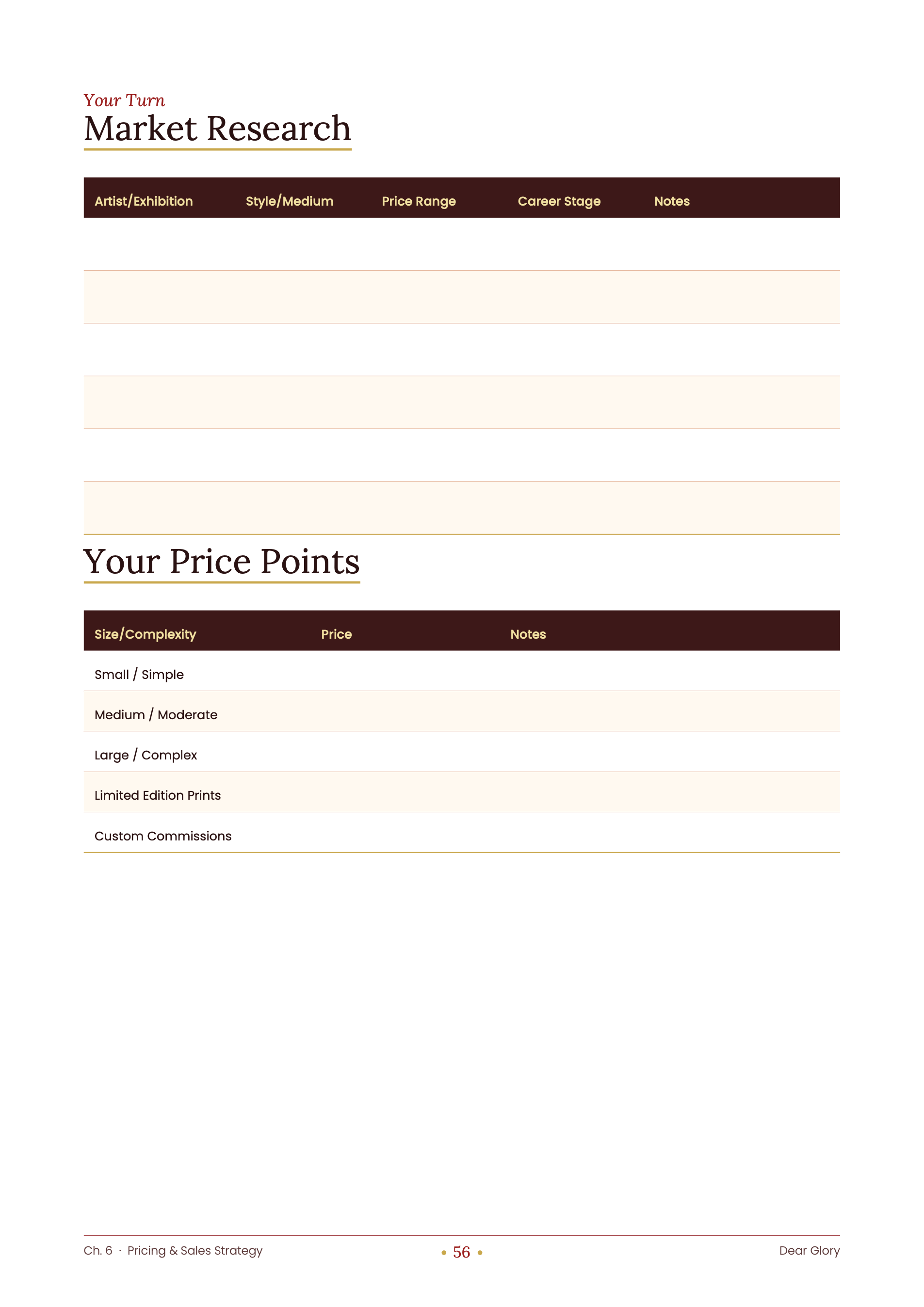 Pricing worksheet preview